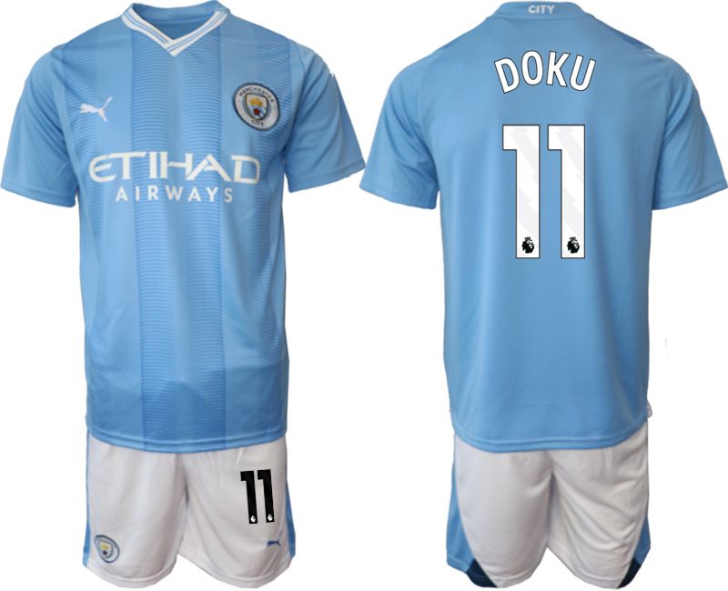 Men 2023-2024 Club Manchester City home Light blue #11 Soccer Jersey->customized soccer jersey->Custom Jersey